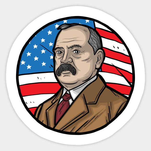 Grover Cleveland Sticker by Baddest Shirt Co.